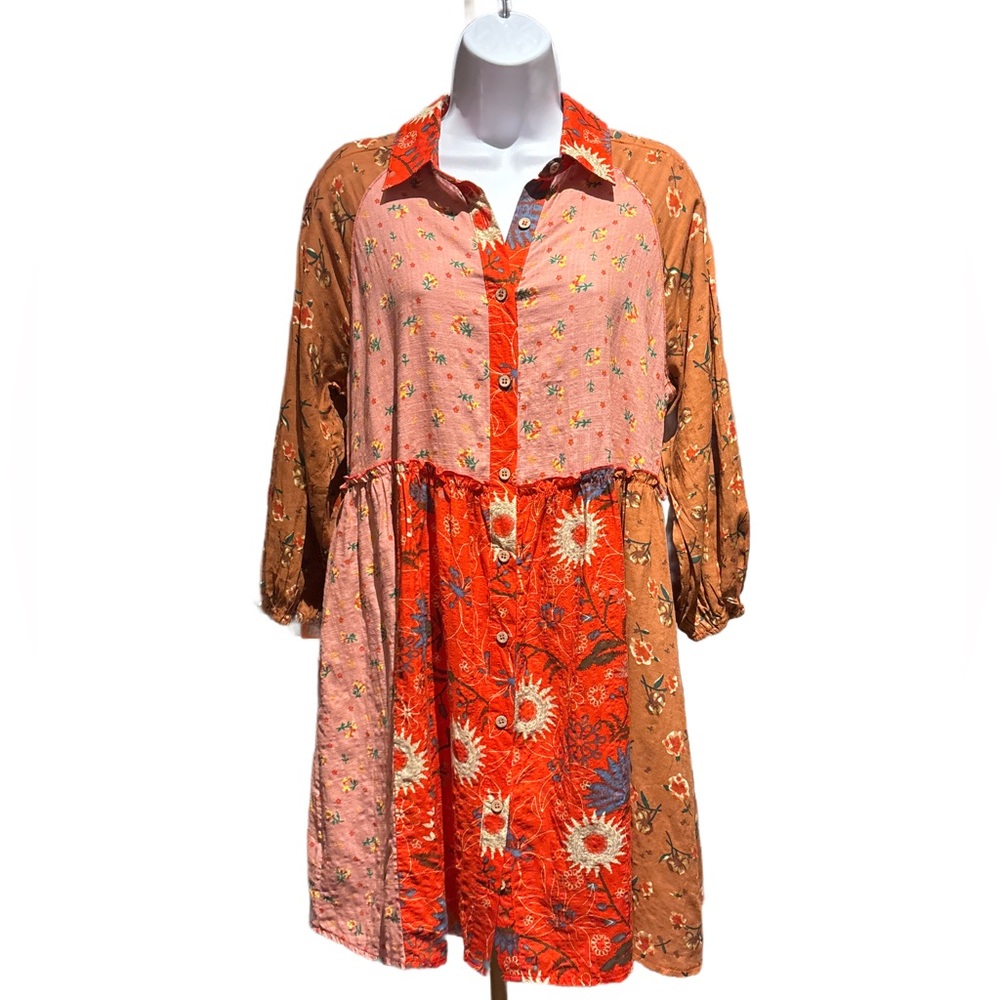 Easel Multicolor Floral Long Sleeve Dress